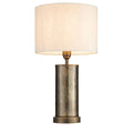 Indara Table Lamp with Hammered Aged Bronze Base and Natural Linen Shade