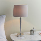 Syon Table Lamp with USB Port (Bright Nickel, Mink Shade)