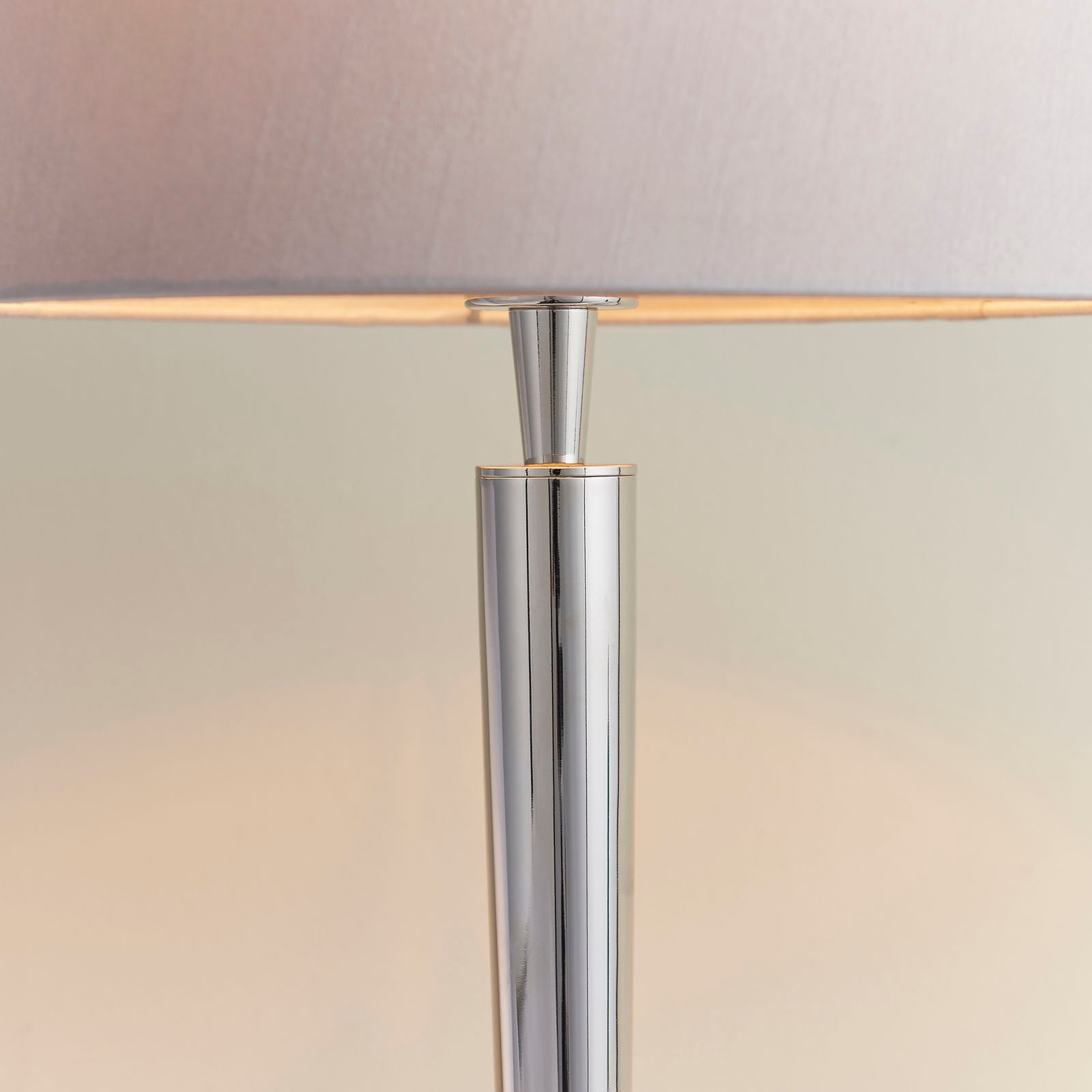 Syon Table Lamp with USB Port (Bright Nickel, Mink Shade)