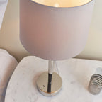 Syon Table Lamp with USB Port (Bright Nickel, Mink Shade)