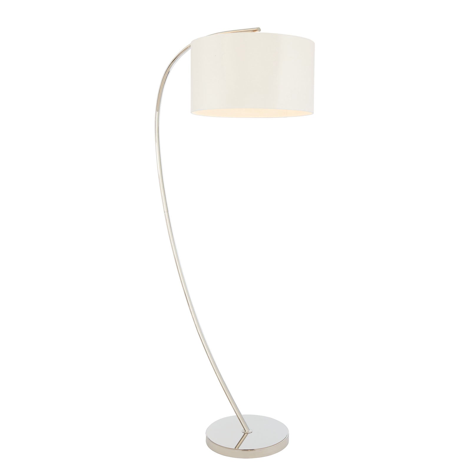 Josephine Floor Lamp with Arched Nickel Base and Oversized White Shade