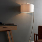 Josephine Floor Lamp with Arched Nickel Base and Oversized White Shade