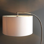 Josephine Floor Lamp with Arched Nickel Base and Oversized White Shade