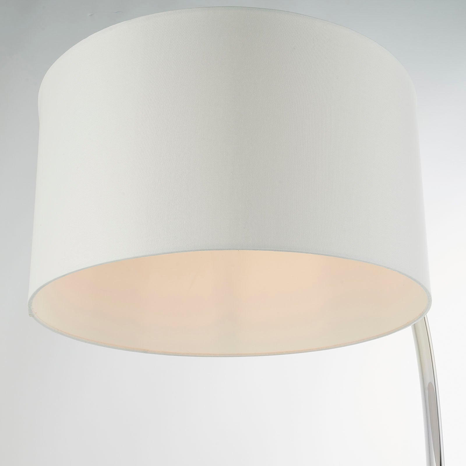 Josephine Floor Lamp with Arched Nickel Base and Oversized White Shade