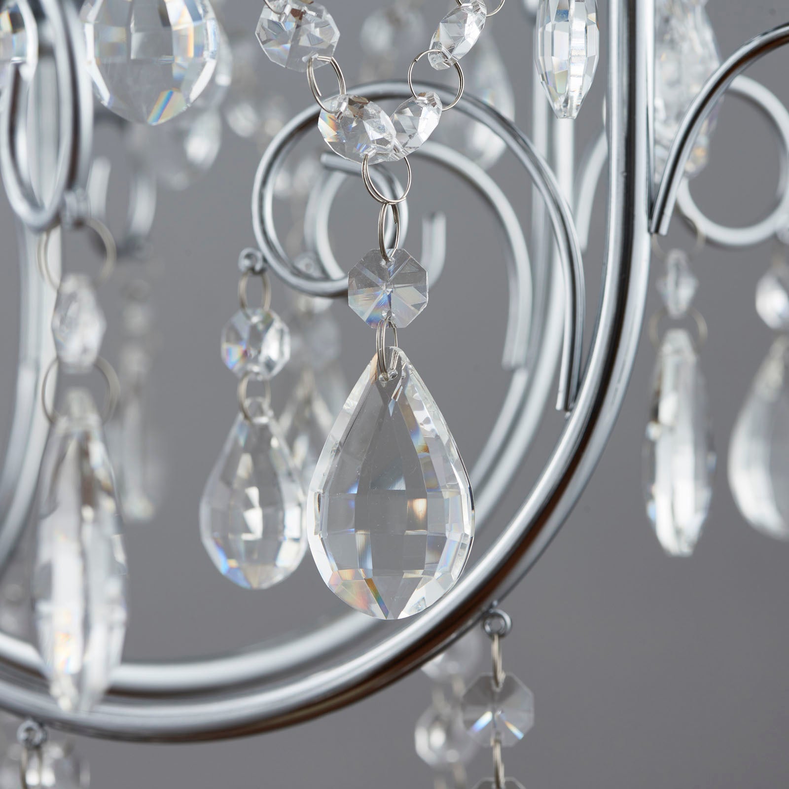 Tabitha 8-Light Chrome Pendant Light (Crystal Details, Dimmable)