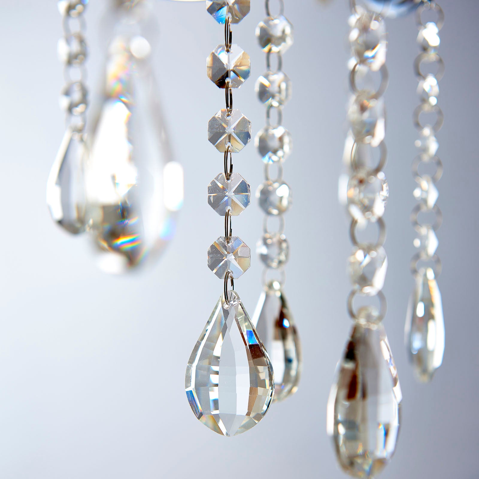 Tabitha 8-Light Chrome Pendant Light (Crystal Details, Dimmable)
