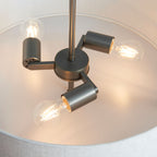 Hayfield Brushed Bronze 3-Light Pendant Light with Natural Linen Shade
