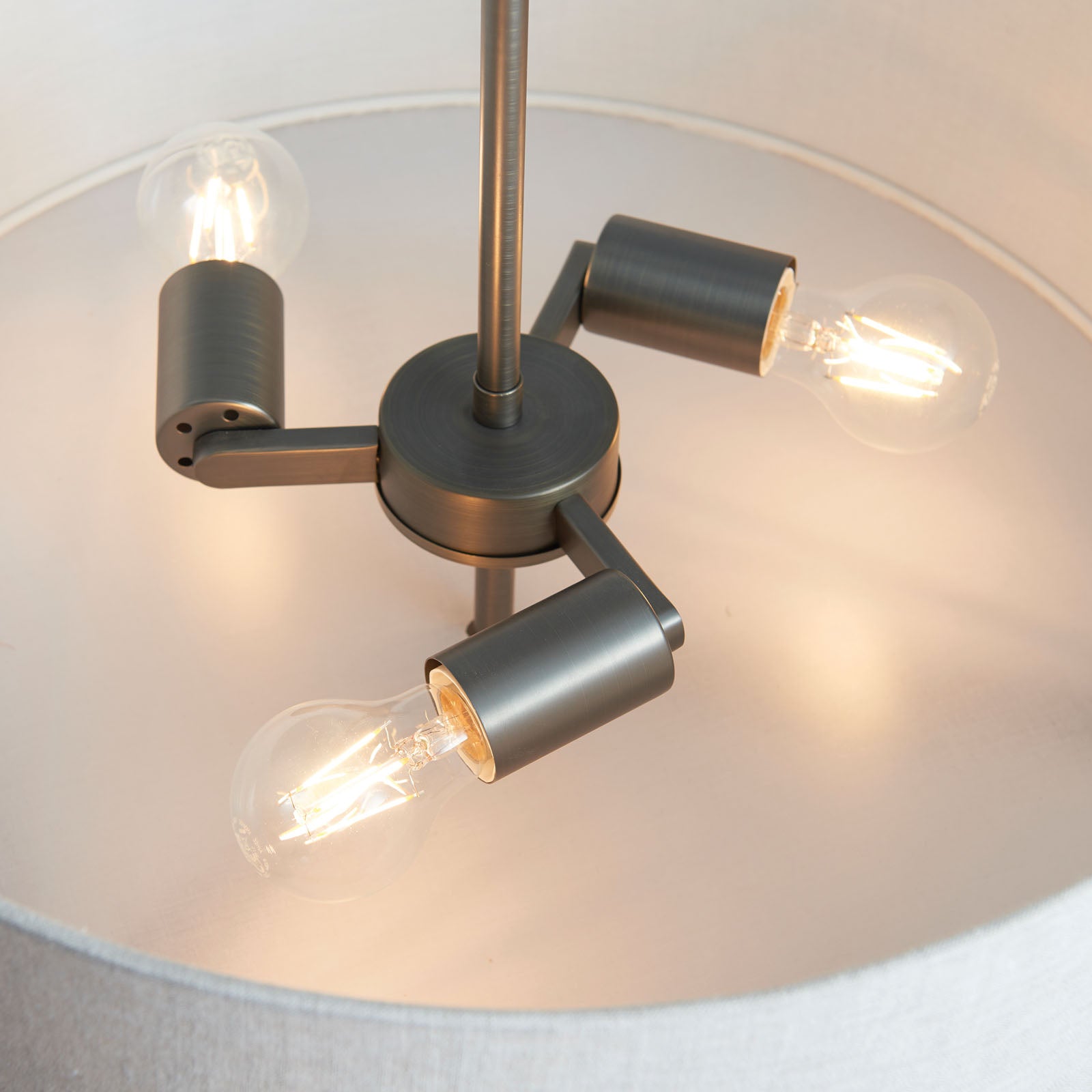Hayfield Brushed Bronze 3-Light Pendant Light with Natural Linen Shade