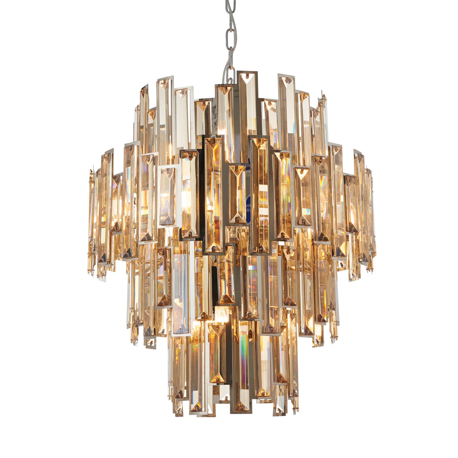 Viviana 12-Light Chromed Pendant with Tinted Champagne Crystals