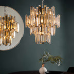 Viviana 12-Light Chromed Pendant with Tinted Champagne Crystals