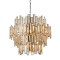 Viviana 15-Light Chromed Pendant with Tinted Champagne Crystals