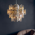 Viviana 15-Light Chromed Pendant with Tinted Champagne Crystals