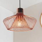 Kimberley Polished Copper Metal Cage Pendant Light