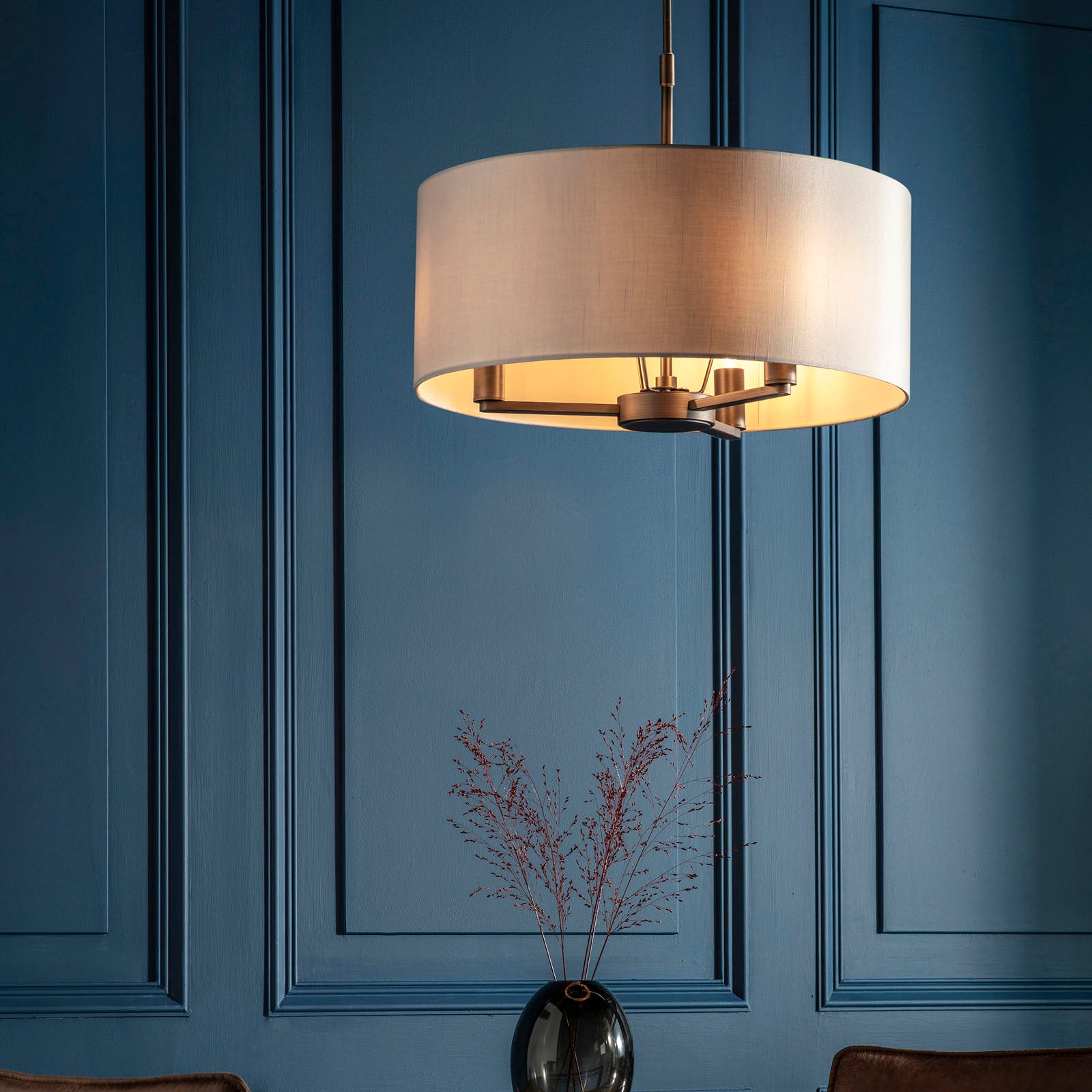 Daley 3-Light Dark Antique Bronze Pendant with Marble Shades