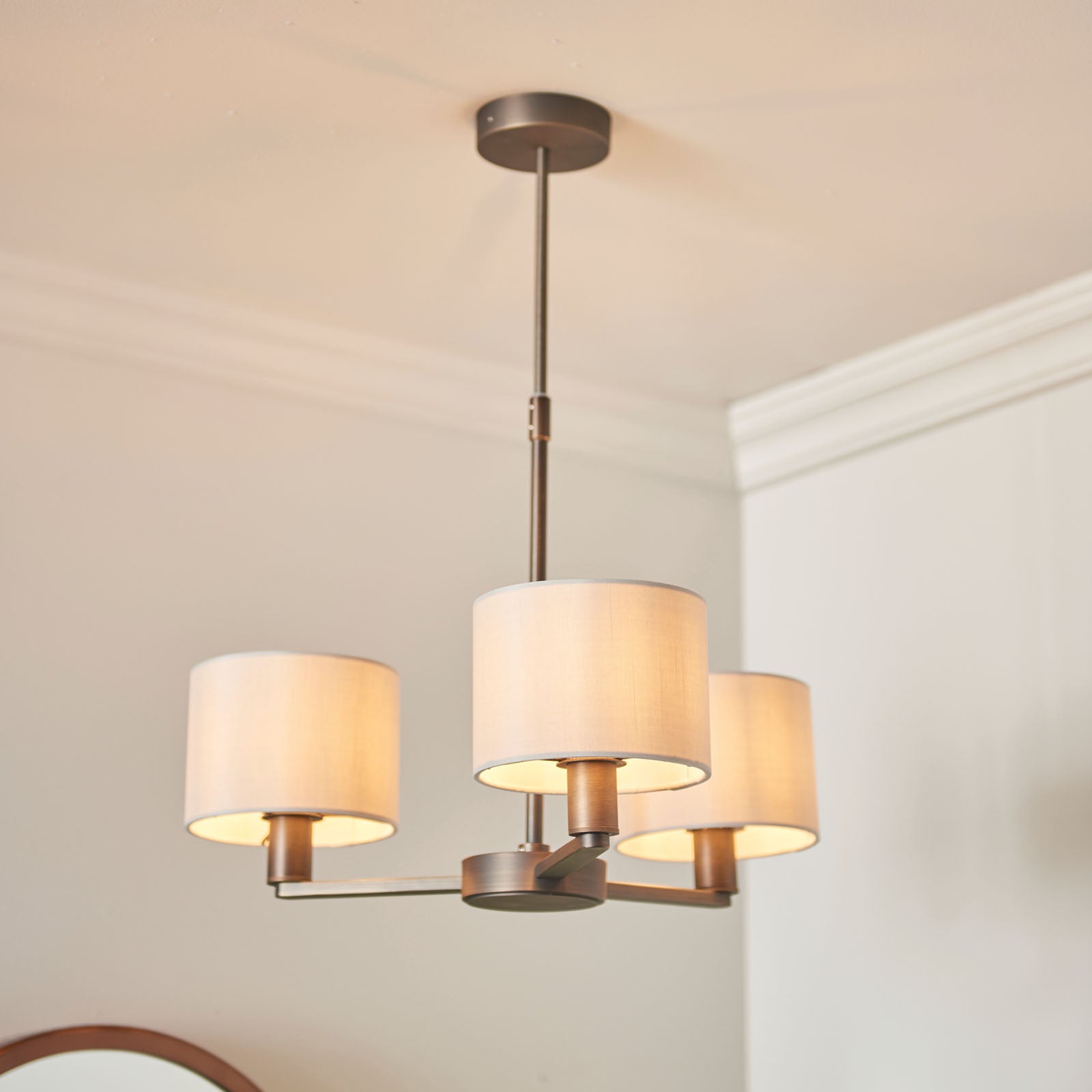 Daley 3-Light Adjustable Dark Antique Bronze Pendant with Marble Shades