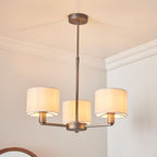 Daley 3-Light Adjustable Dark Antique Bronze Pendant with Marble Shades