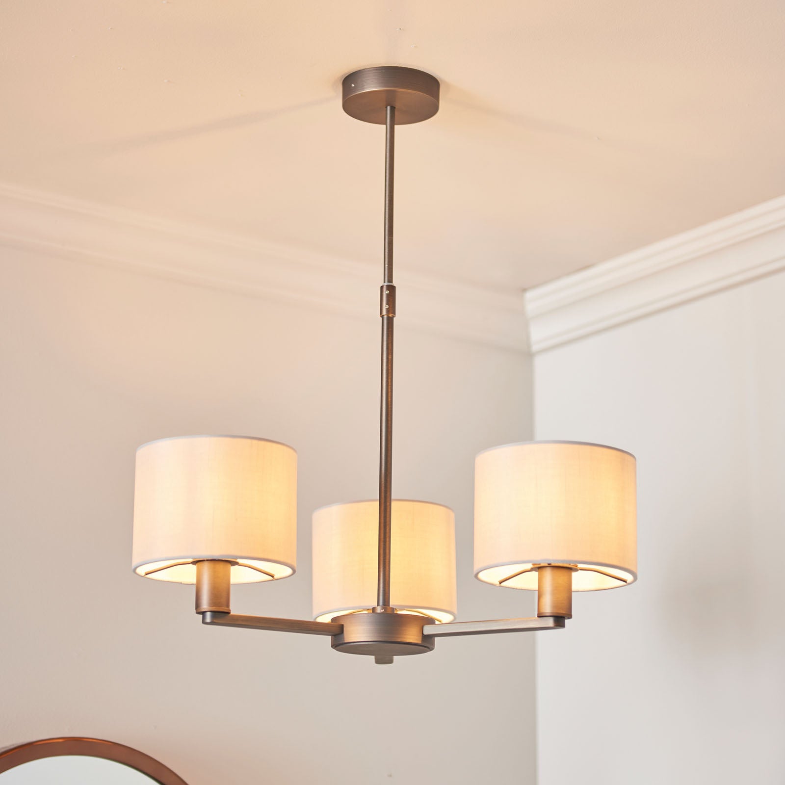 Daley 3-Light Adjustable Dark Antique Bronze Pendant with Marble Shades