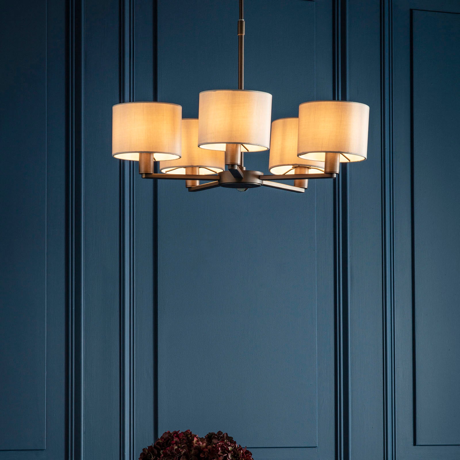 Daley 5-Light Dark Antique Bronze Pendant with Marble Shades