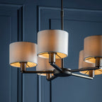 Daley 5-Light Dark Antique Bronze Pendant with Marble Shades