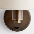 Daley 1-Light Dark Antique Bronze Wall Light with Marble Faux Silk Shade