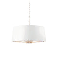 Bright Nickel 3-Light Pendant Light with White Faux Silk Shades