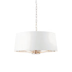 Bright Nickel 3-Light Pendant Light with White Faux Silk Shades