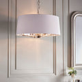Harvey Bright Nickel 3-Light Pendant Light with White Faux Silk Shades