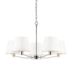 Harvey Bright Nickel 5-Light Pendant Light with White Faux Silk Shades