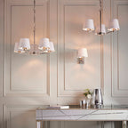 Harvey Bright Nickel 5-Light Pendant Light with White Faux Silk Shades