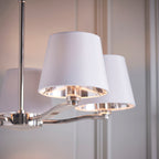 Harvey Bright Nickel 5-Light Pendant Light with White Faux Silk Shades