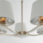Harvey Bright Nickel 5-Light Pendant Light with White Faux Silk Shades