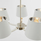 Harvey Bright Nickel 5-Light Pendant Light with White Faux Silk Shades