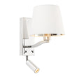 Harvey Bright Nickel 1-Light Wall & Spot Light with White Faux Silk Shade
