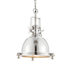 Fenton 1-Light Bright Nickel Pendant with Sandblasted Glass