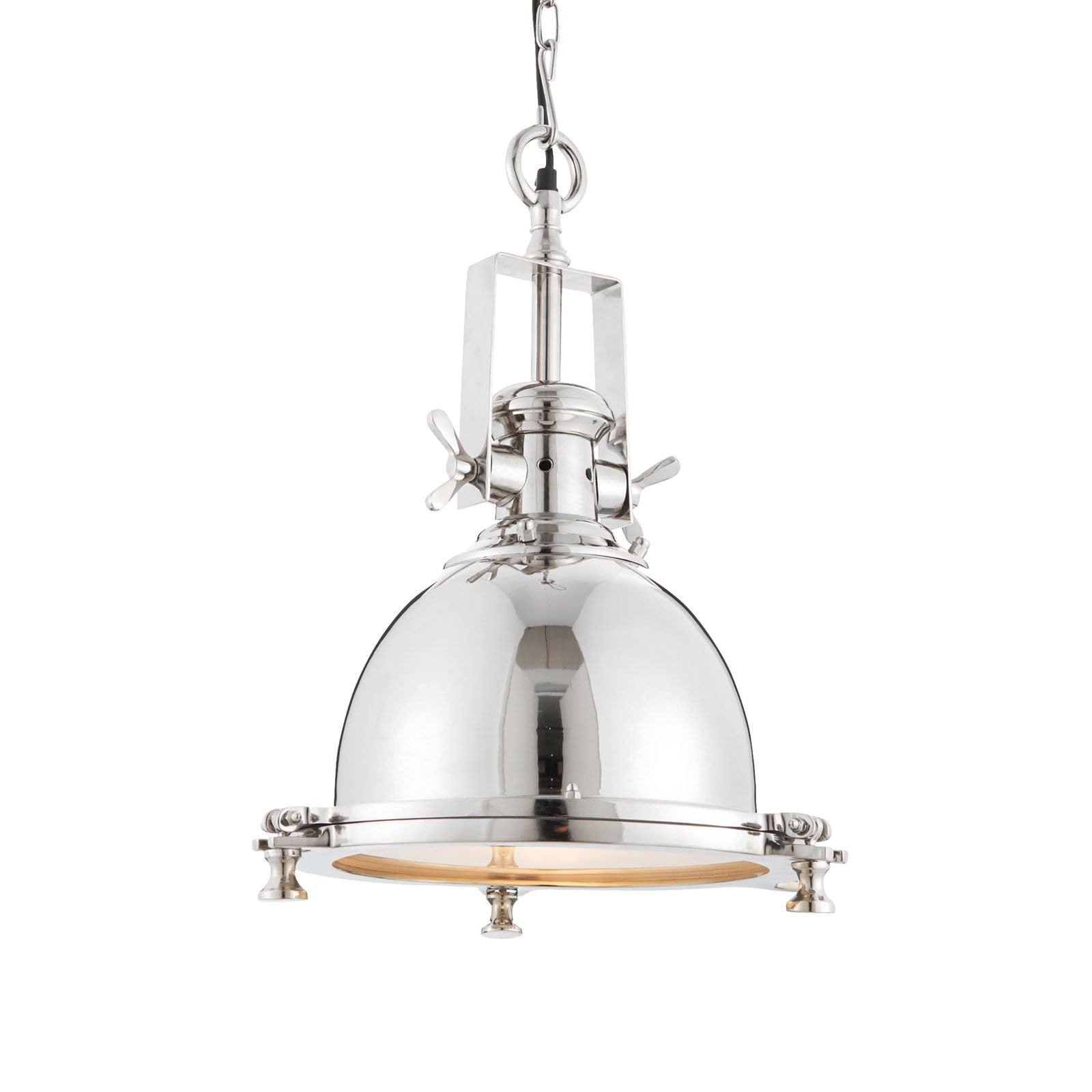 Fenton 1-Light Bright Nickel Pendant with Sandblasted Glass
