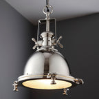 Fenton 1-Light Bright Nickel Pendant with Sandblasted Glass