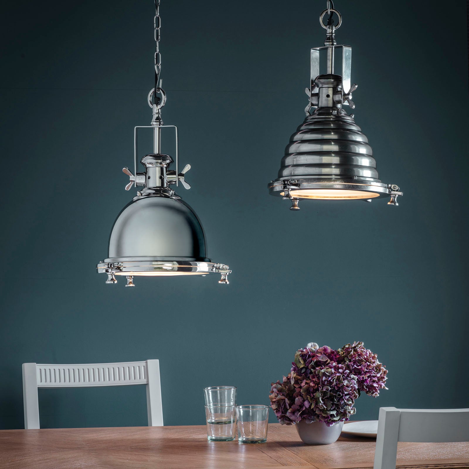 Fenton 1-Light Bright Nickel Pendant with Sandblasted Glass