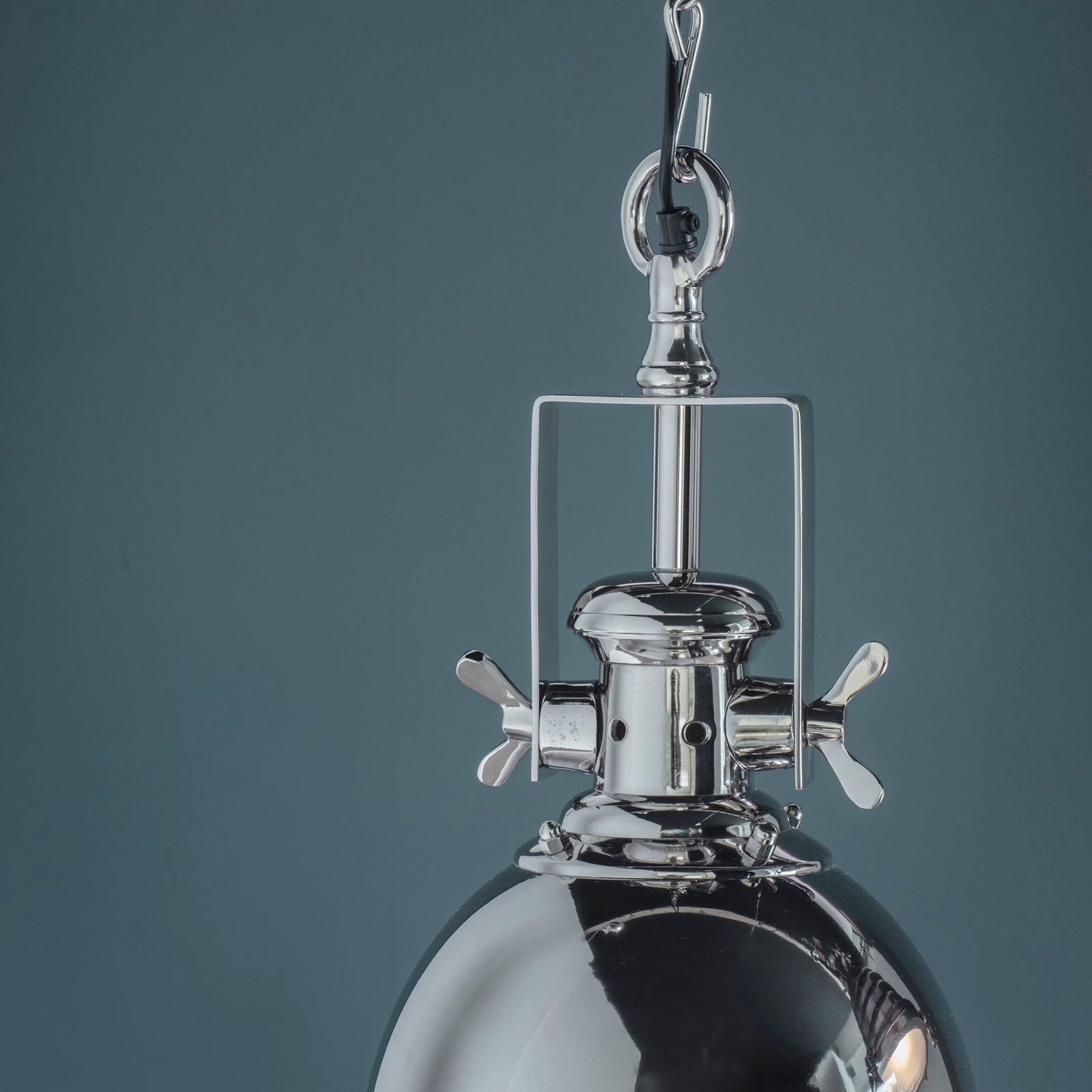 Fenton 1-Light Bright Nickel Pendant with Sandblasted Glass