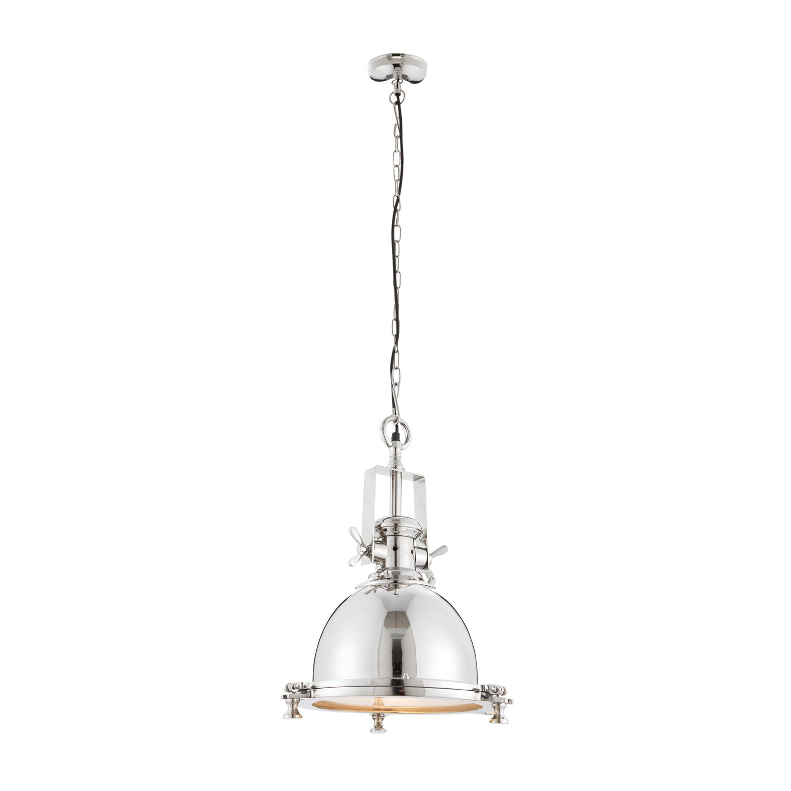 Fenton 1-Light Bright Nickel Pendant with Sandblasted Glass