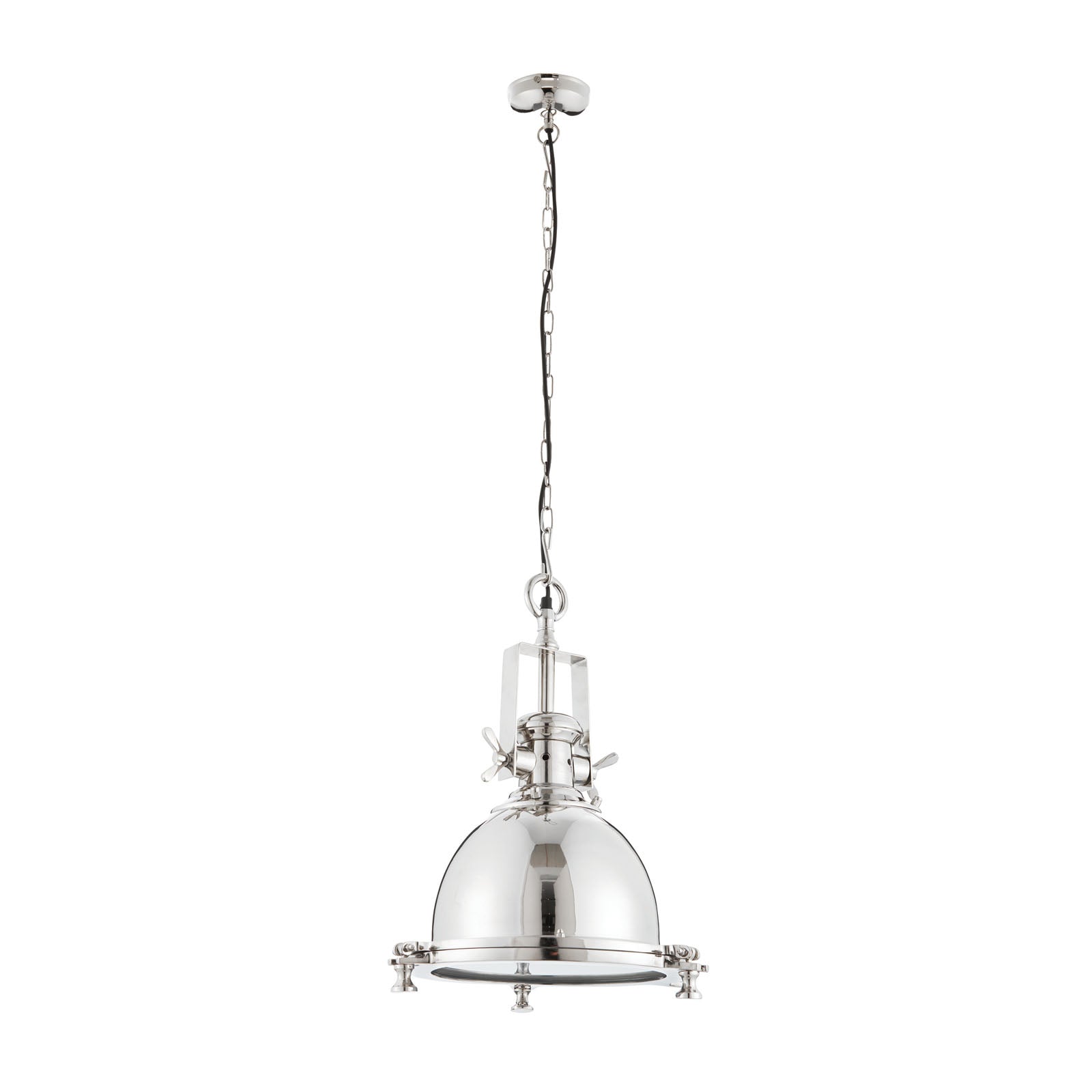 Fenton 1-Light Bright Nickel Pendant with Sandblasted Glass