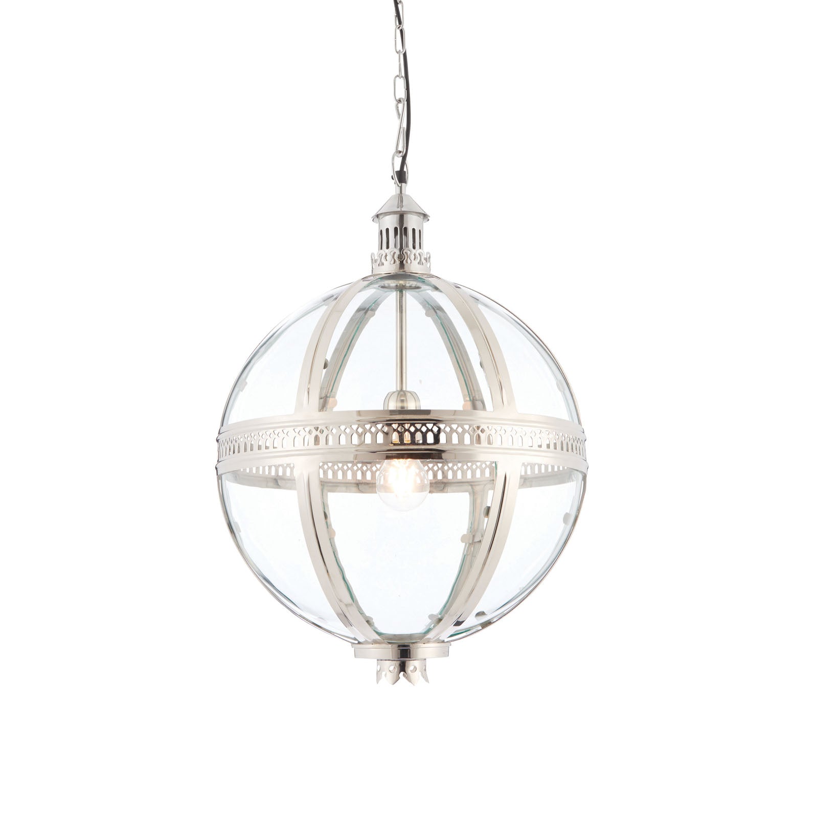 Vienna 1-Light Opulent Nickel & Glass Pendant (Dimmable)
