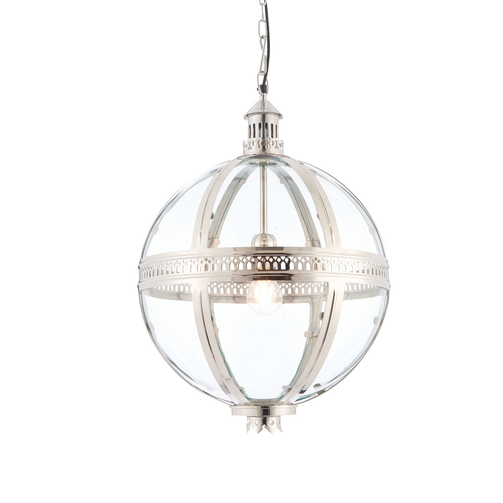 Vienna 1-Light Opulent Nickel & Glass Pendant (Dimmable)