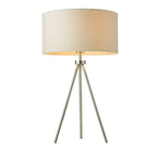 Chrome Tripod Table Lamp with Ivory Linen Shade