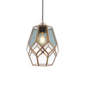 Ripley Glass Cage Pendant Light (Clear & Grey Glass, Antique Brass)