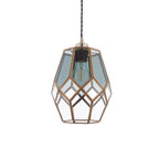 Ripley Glass Cage Pendant Light (Clear & Grey Glass, Antique Brass)