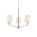 Ortona 3-Light Matt Antique Brass Pendant Light with Vintage White Faux Silk Shades