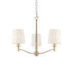 Ortona 3-Light Matt Antique Brass Pendant Light with Vintage White Faux Silk Shades