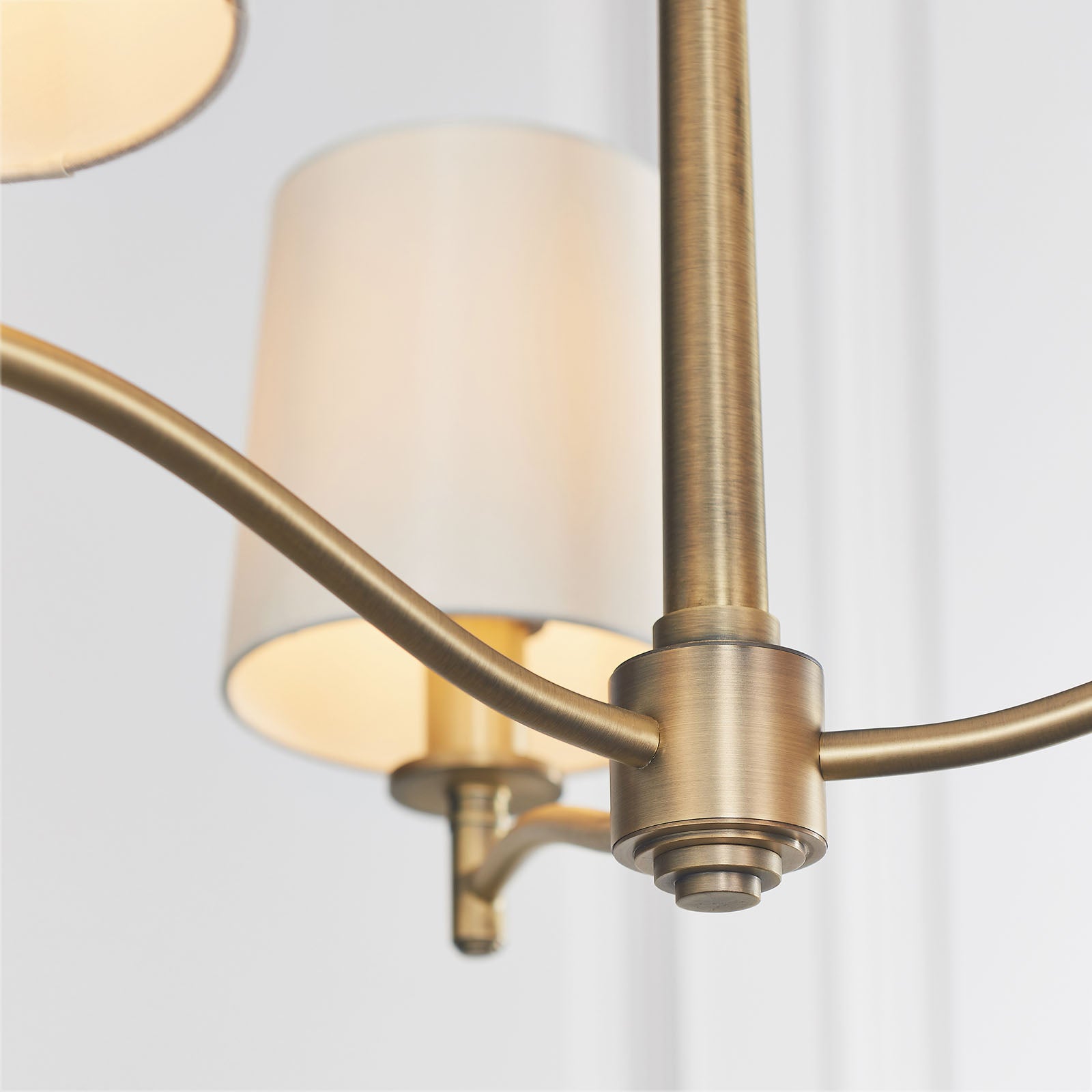 Ortona 3-Light Matt Antique Brass Pendant Light with Vintage White Faux Silk Shades