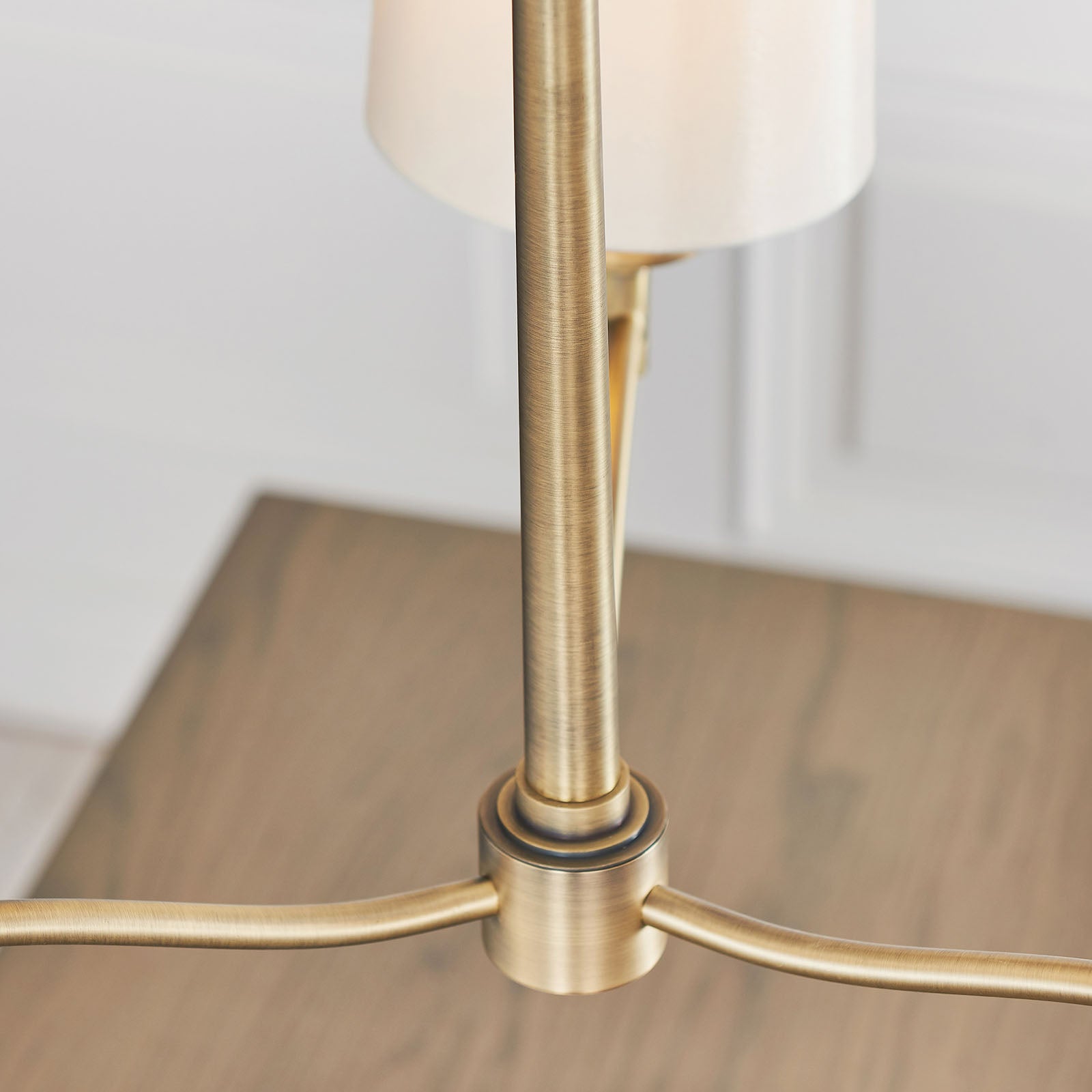 Ortona 3-Light Matt Antique Brass Pendant Light with Vintage White Faux Silk Shades