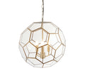Miele 3-Light Antique Brass Pendant Light with Hexagonal Glass Panels